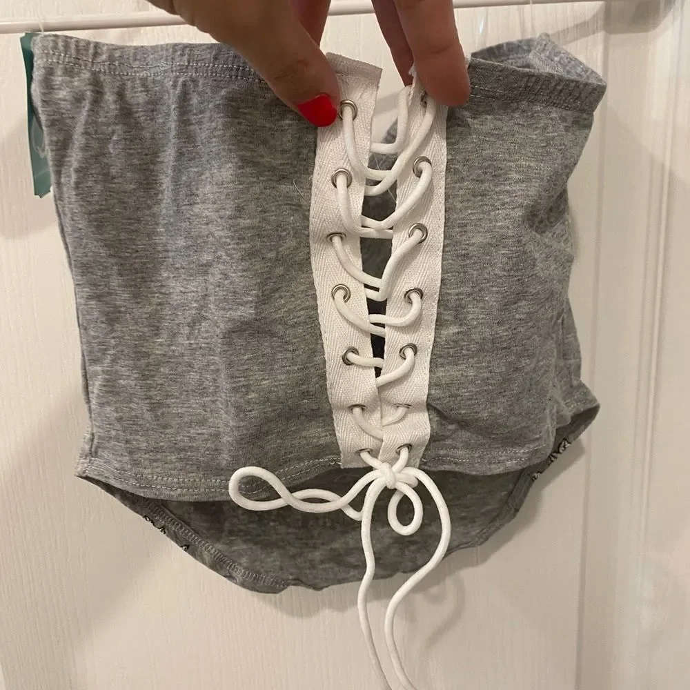 NWT motorcycle tube top with lace up back